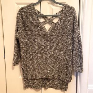 Express V-neck open back sweater